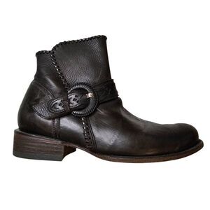 Cuadra Black Leather Ankle Boots with Buckle Size 6.5 Boho Handmade Designer Wes